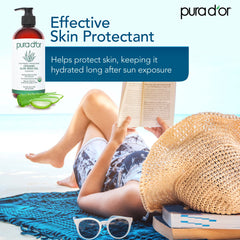 PURA D'OR Aloe Vera Gel used on hair and scalp for moisture.