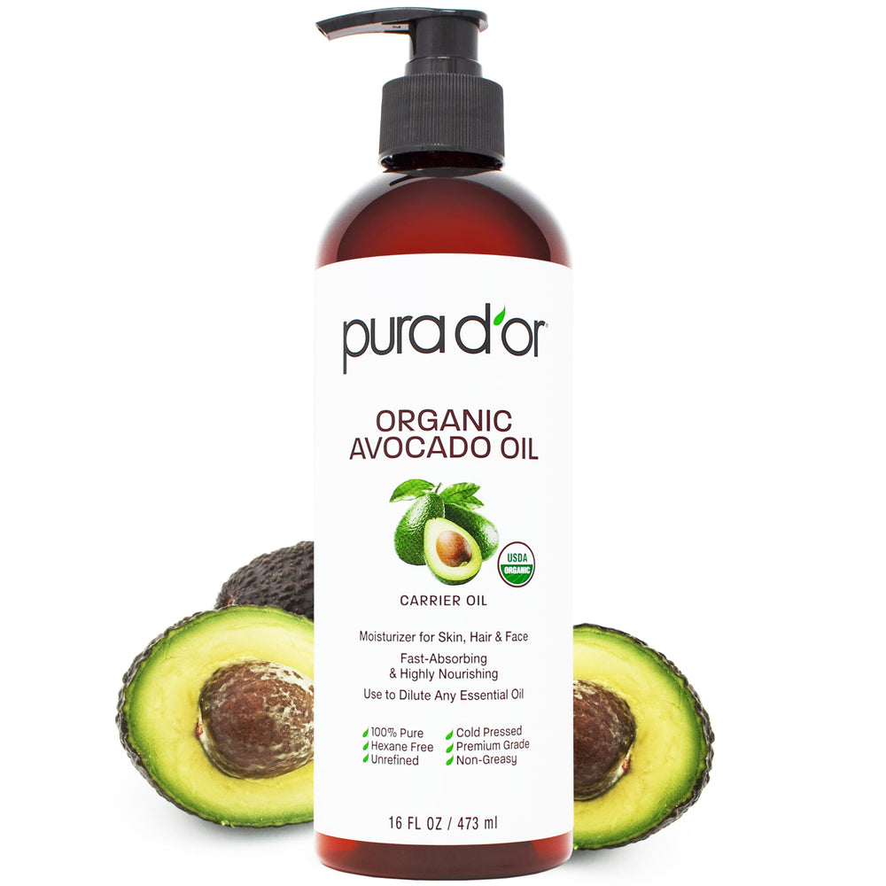 PURA D'OR avocado oil bottle for multipurpose facial and hair care
