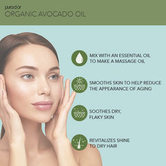 PURA D'OR avocado oil pour showing non-greasy, fast-absorbing texture