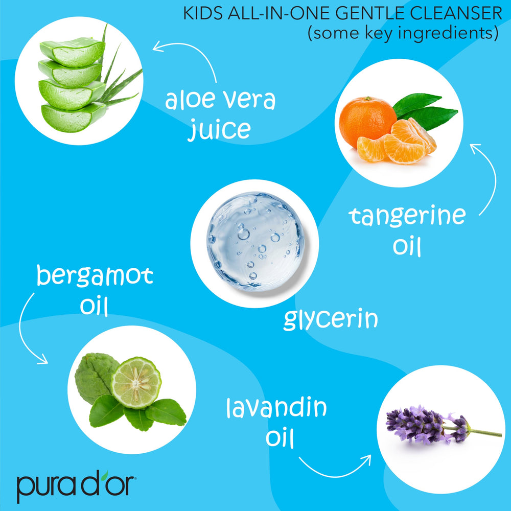 PURA D'OR Kids Wash soft foam close-up highlighting gentle cleansing.