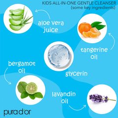 PURA D'OR Kids Wash soft foam close-up highlighting gentle cleansing.
