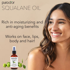 Hair shine and softness from PURA D'OR Squalane Oil.