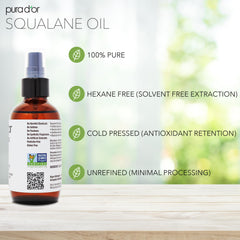 Close-up texture of PURA D'OR Squalane Oil for smooth absorption.