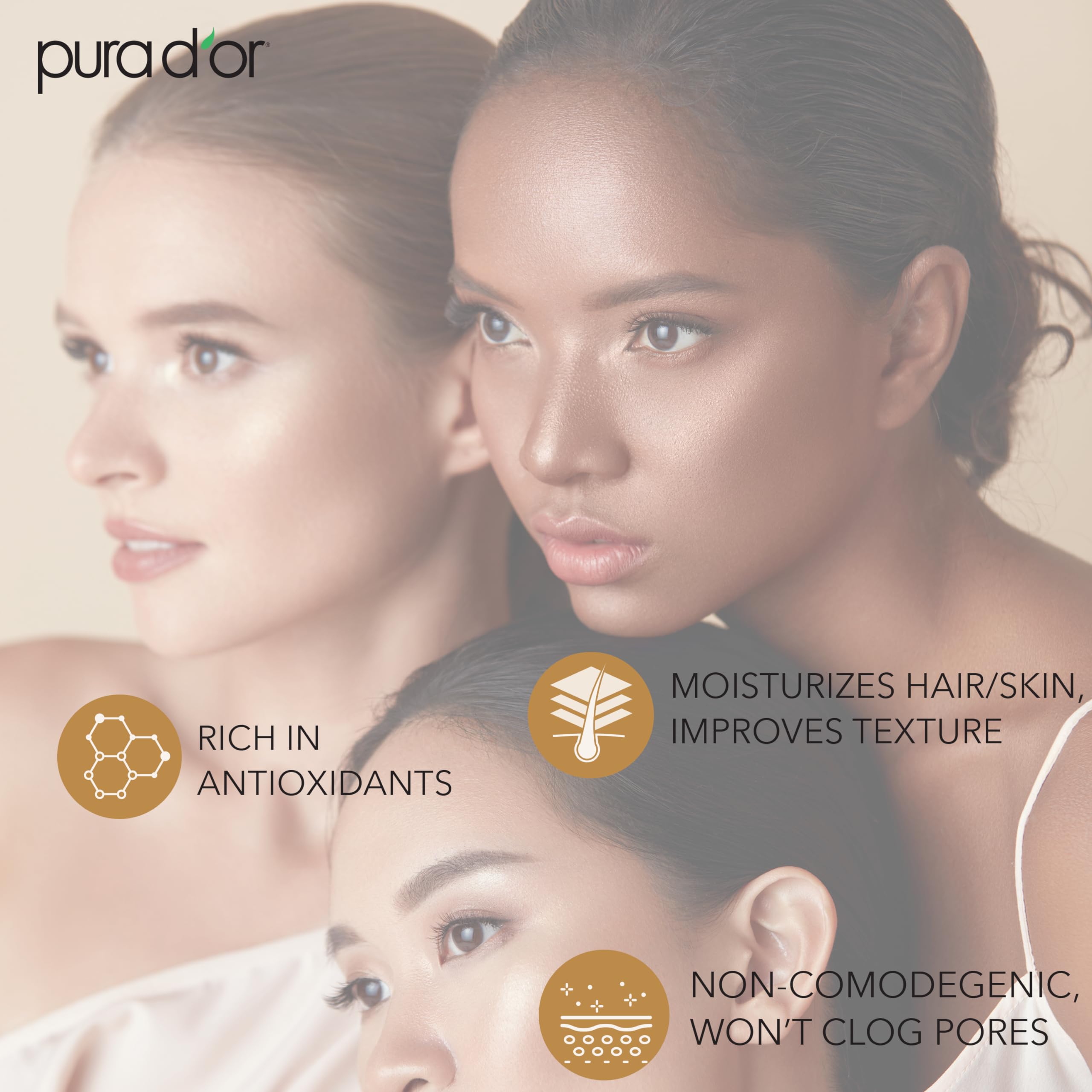 PURA D'OR Sunflower Oil application on skin for moisturized, balanced complexion.