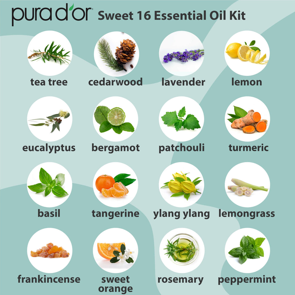 PURA D'OR Sweet16 Tea Tree bottle suitable for natural cleaning and DIY recipes.