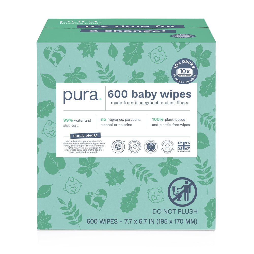 Pura wipes packaging with resealable lid for easy, mess-free use