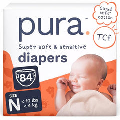 Pura Size N diaper with umbilical cord cutout for healing area comfort