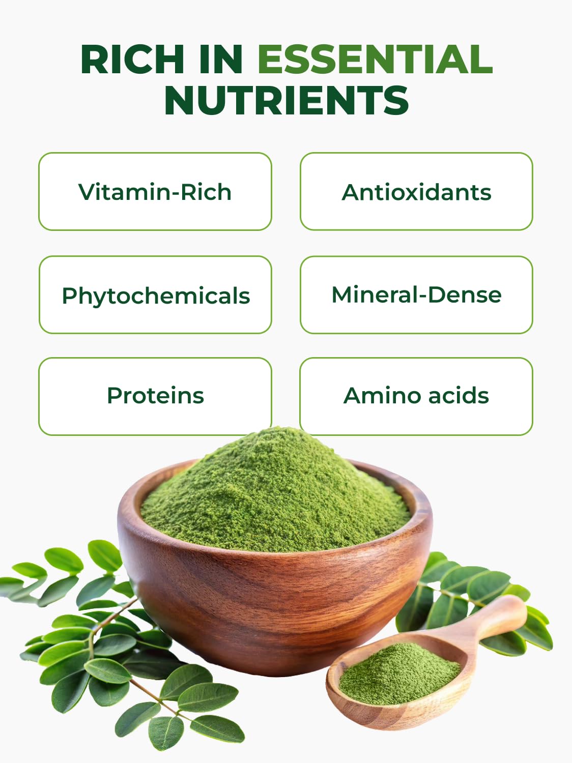 PURA VIDA MORINGA measuring scoop demonstrates easy portioning