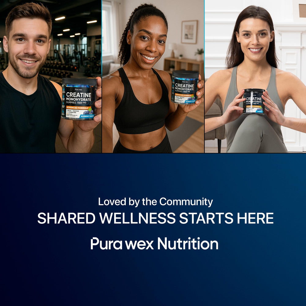 PURA WEX NUTRITION Creatine Monohydrate Gummies 8500mg Complex – Pre-Workout Chews, Sugar Free, Vegan, Blueberry (120 Count) - Perla Store | The Ultimate A to Z Marketplace for Every Need in Canada