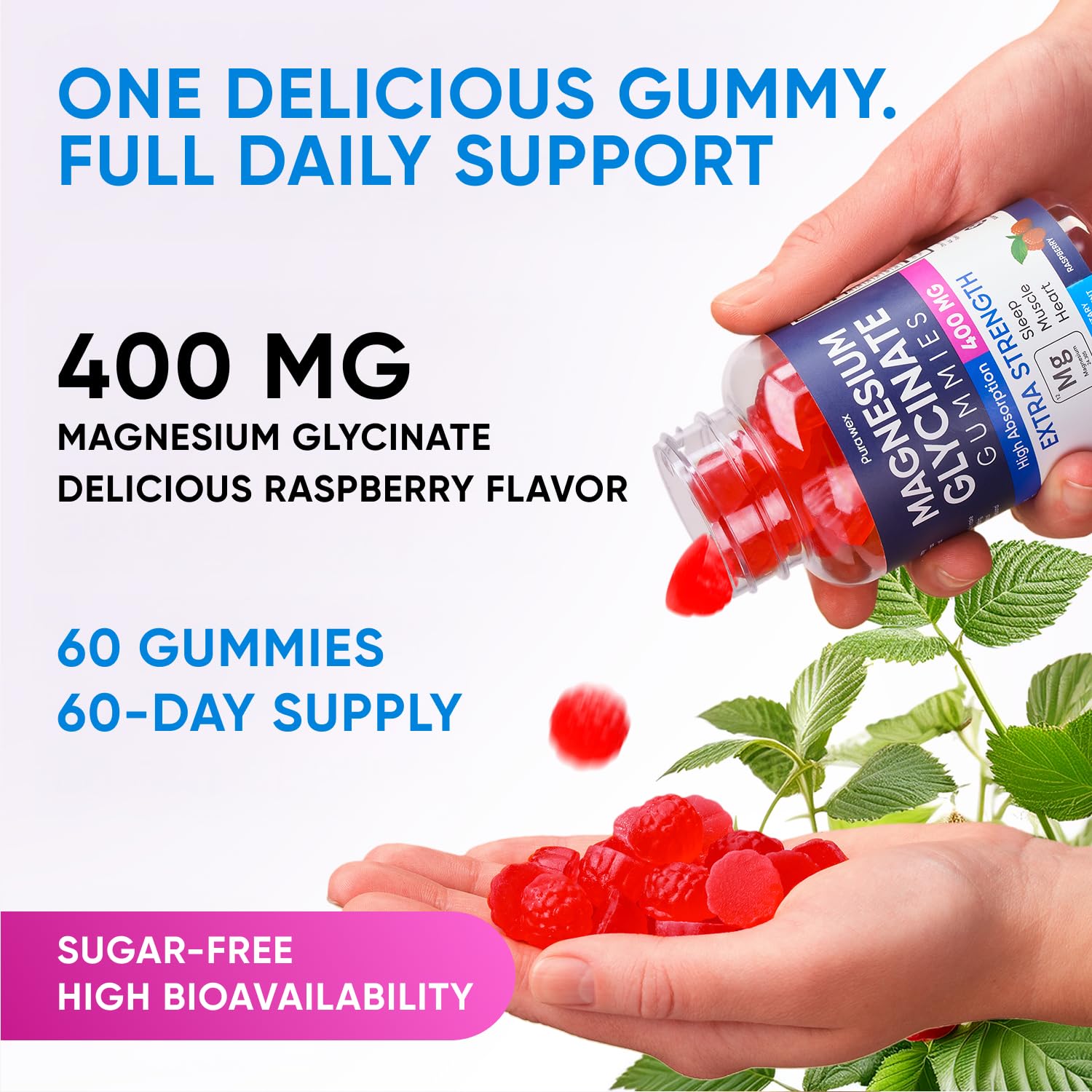 PURA WEX Gummies nutrition label close-up emphasizing non-GMO and sugar-free