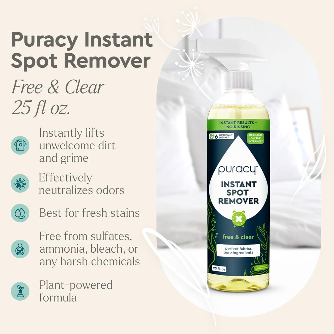 Puracy carpet stain remover spot cleaner removes spills from carpet