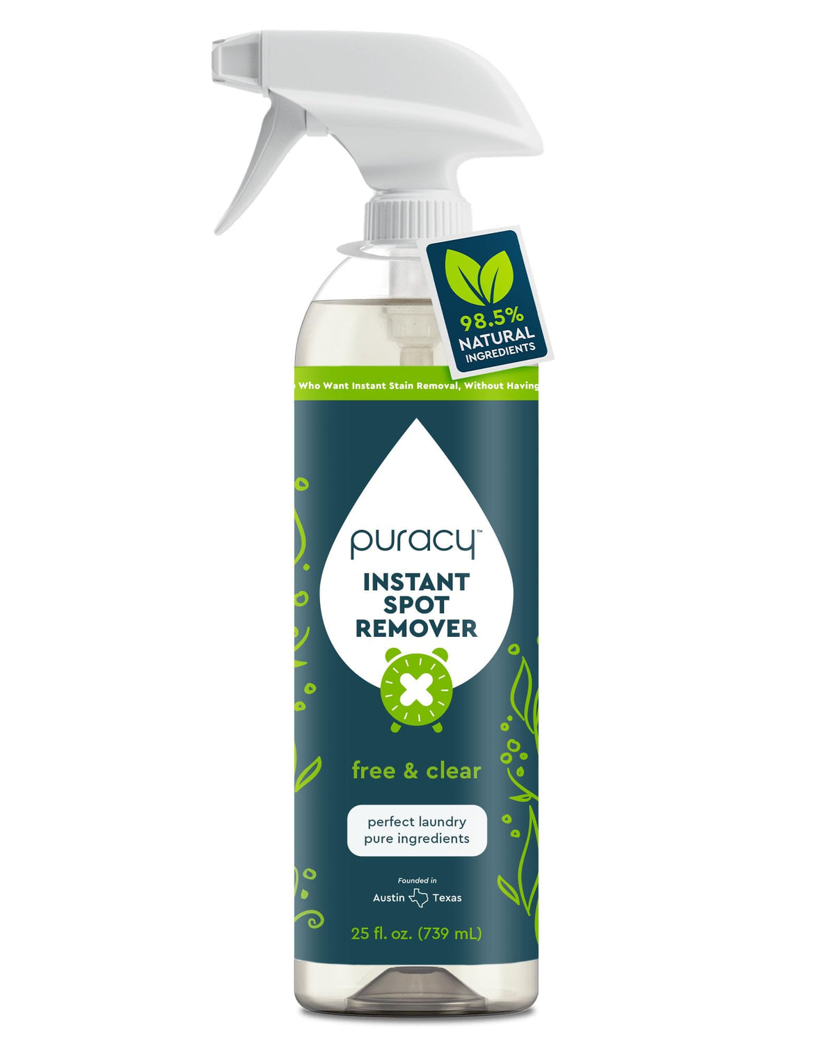 Puracy instant stain remover spray quickly lifts fresh stains from fabrics