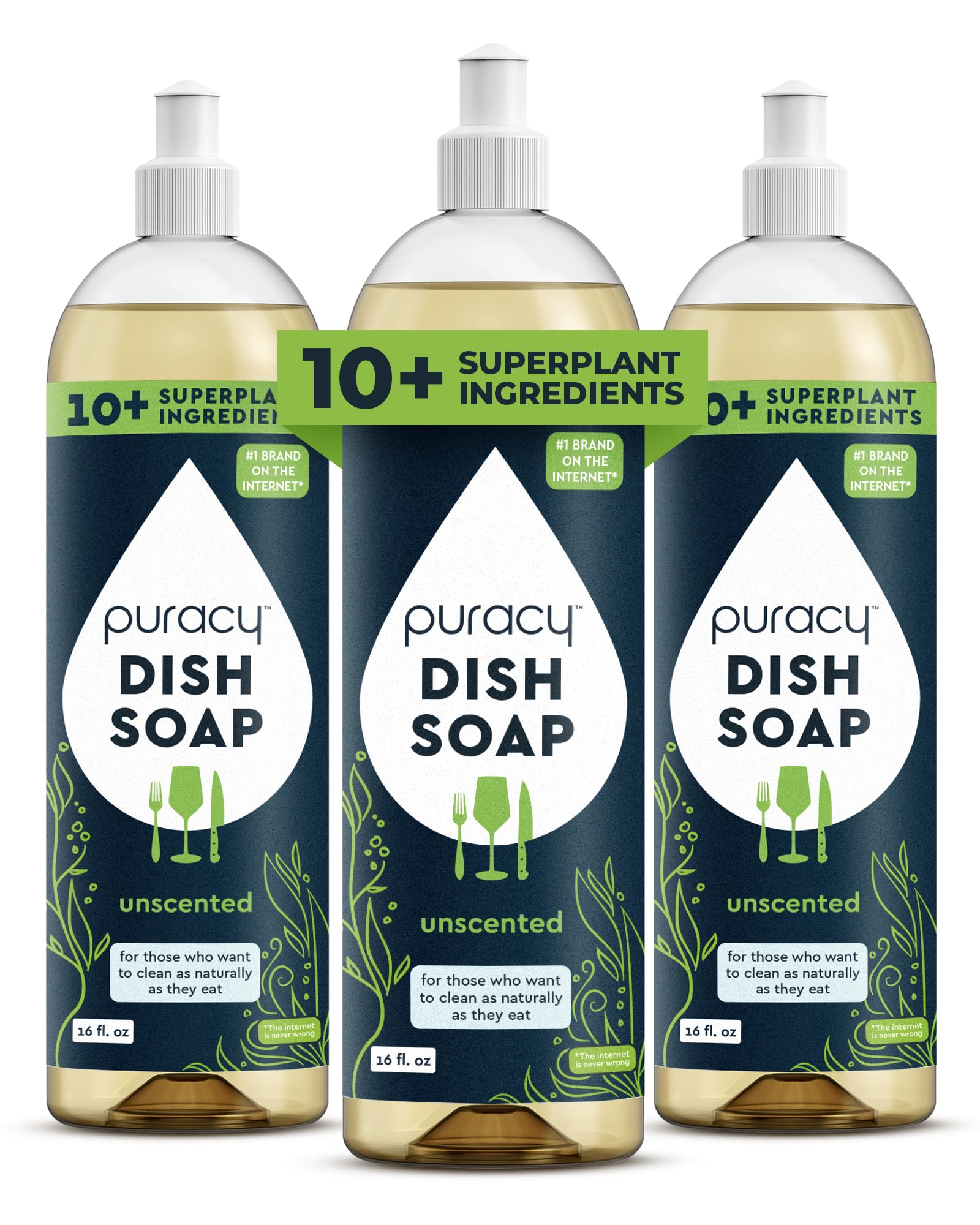 Puracy Unscented Dish Soap Packs bottle pour shows easy, thorough cleaning