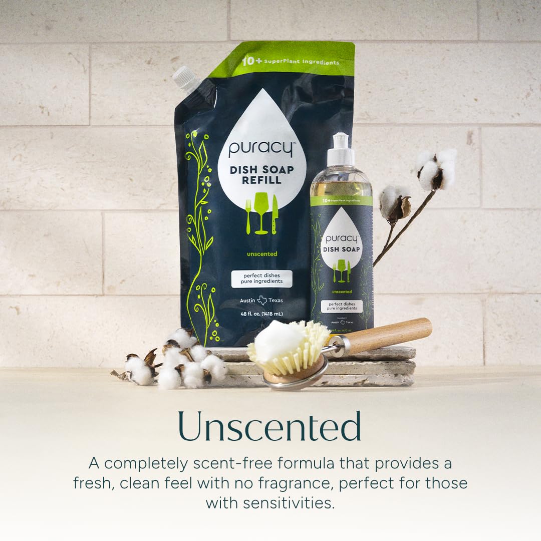 Puracy Unscented Dish Soap Packs safe-surfaces protects food-contact surfaces