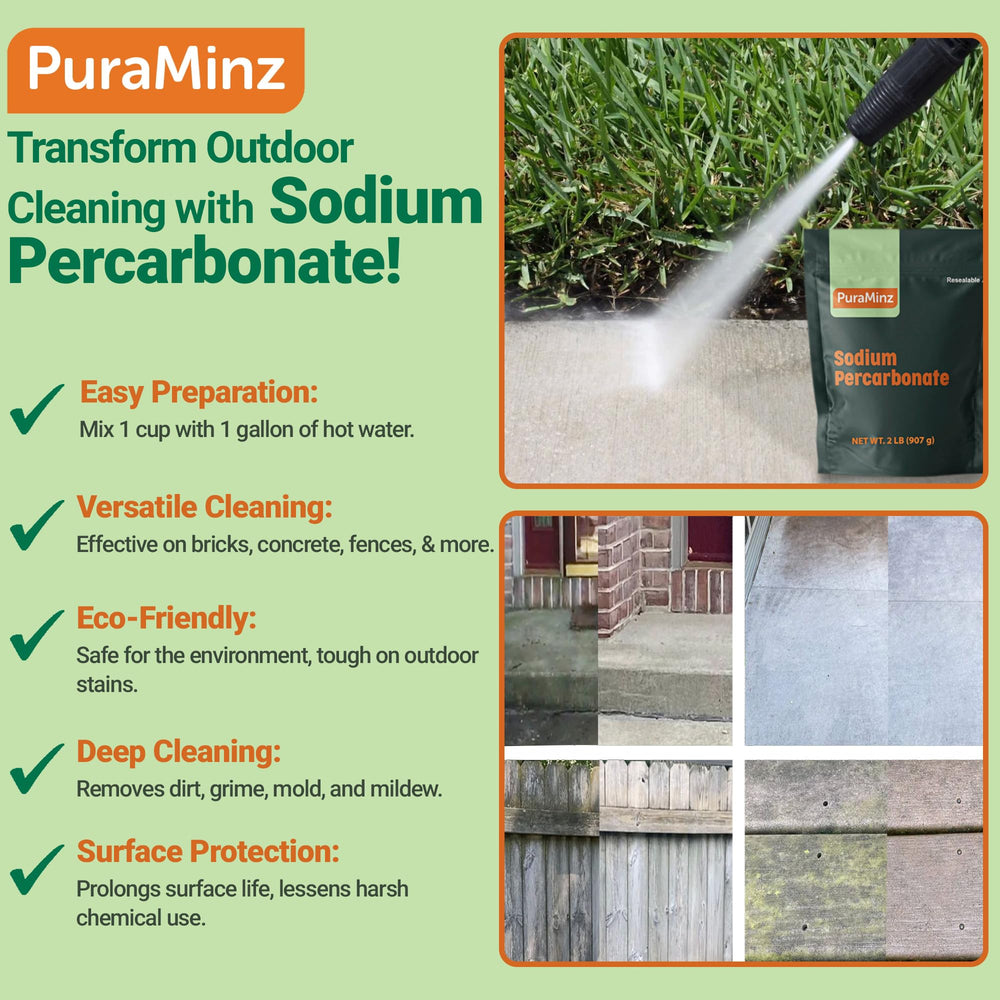 PuraMinz Sodium Percarbonate dish-detergent-boost boosts grease removal.