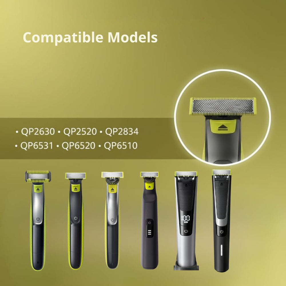Purchase 2 Quick OneBlade blades cover trimming, edging, and shaving across hair lengths