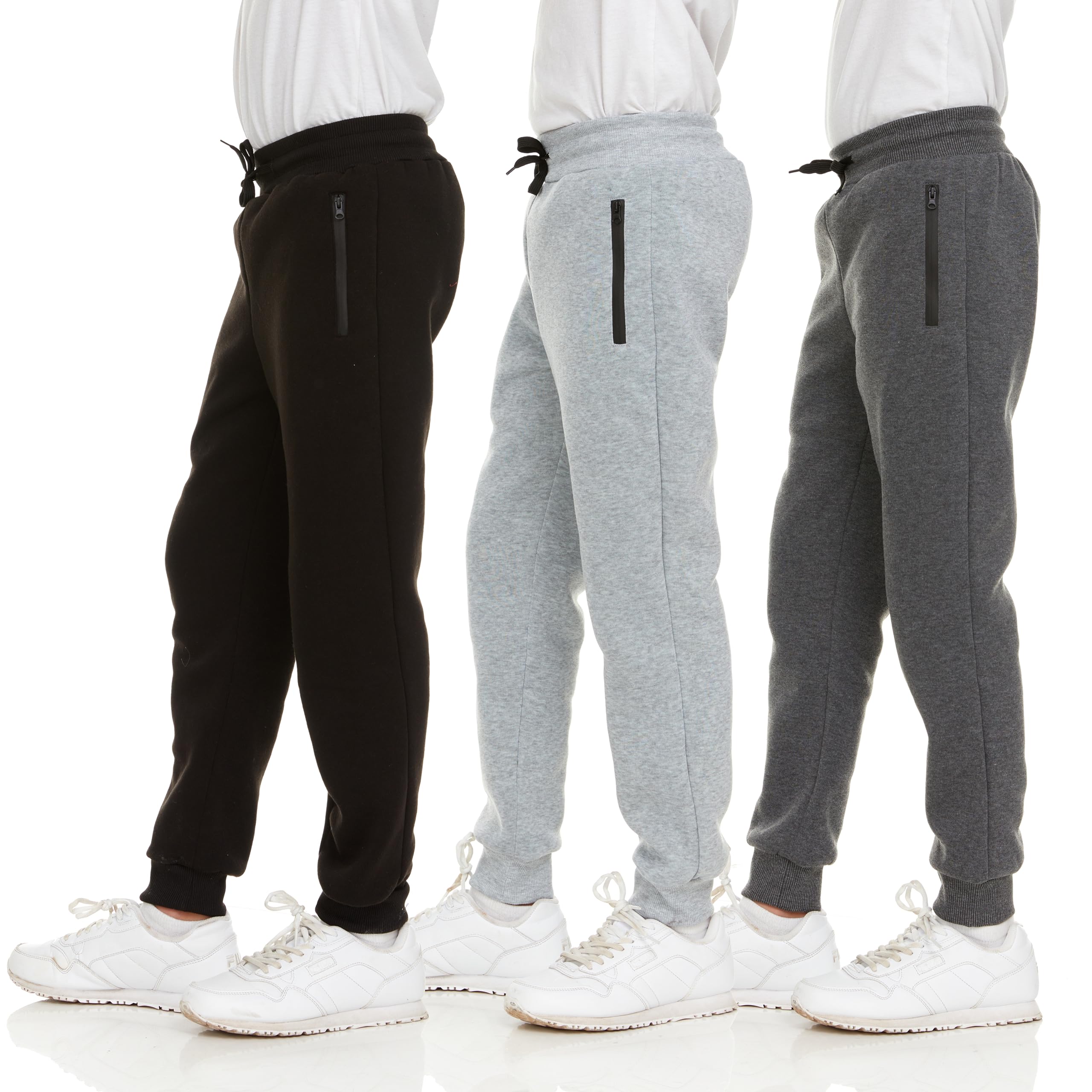 PURE CHAMP boys sweatpants in a three-pack with zip pockets for secure items