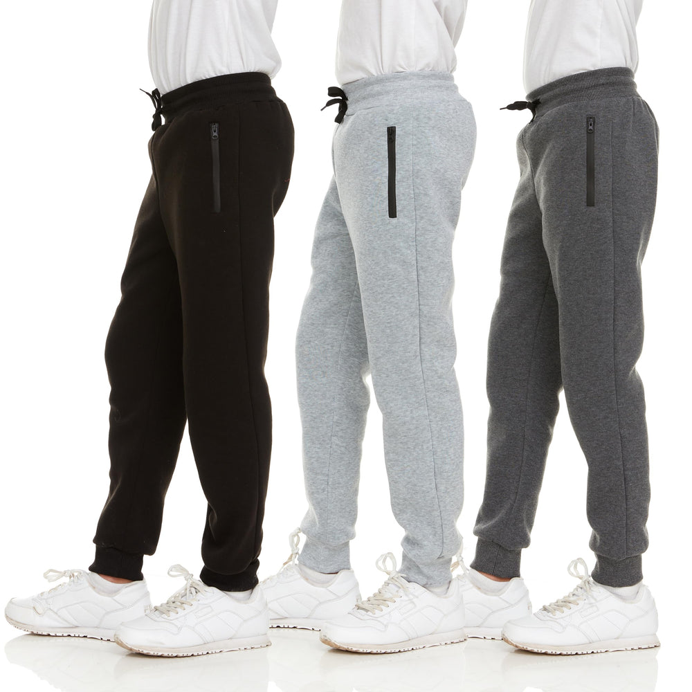 PURE CHAMP boys sweatpants in a three-pack with zip pockets for secure items