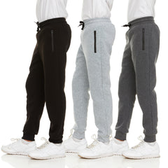 PURE CHAMP boys sweatpants in a three-pack with zip pockets for secure items