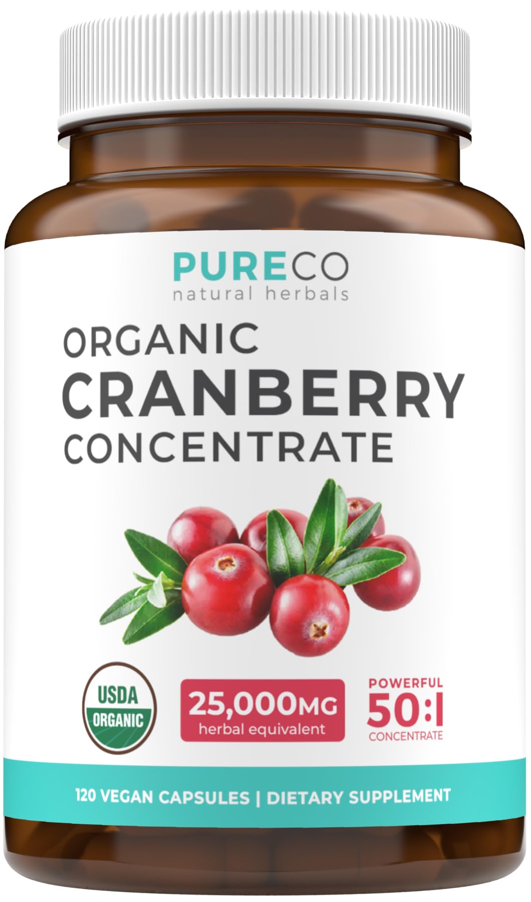 Pure Co Cranberry Pills bottle front for urinary tract support
