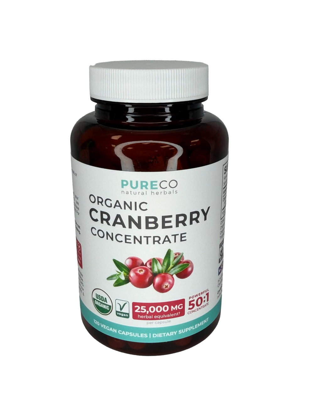 Pure Co Cranberry Pills manufactured in USA GMP facility