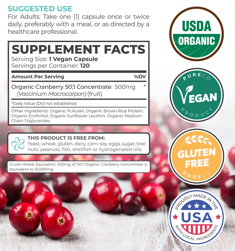 Pure Co Cranberry Pills sourcing from USA and Canada farms