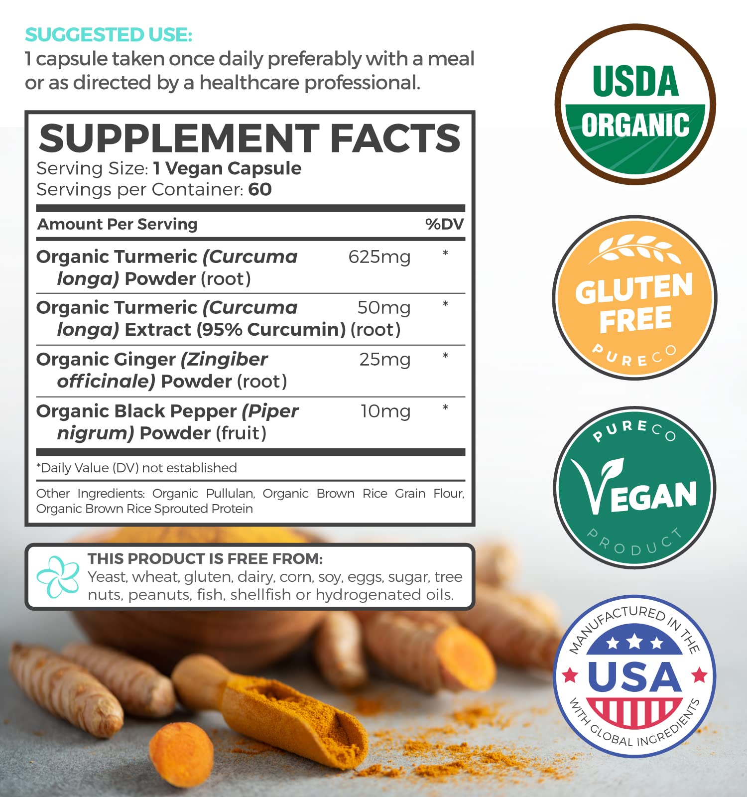 Pure Co curcumin 95 percent extract highlights potent active compound