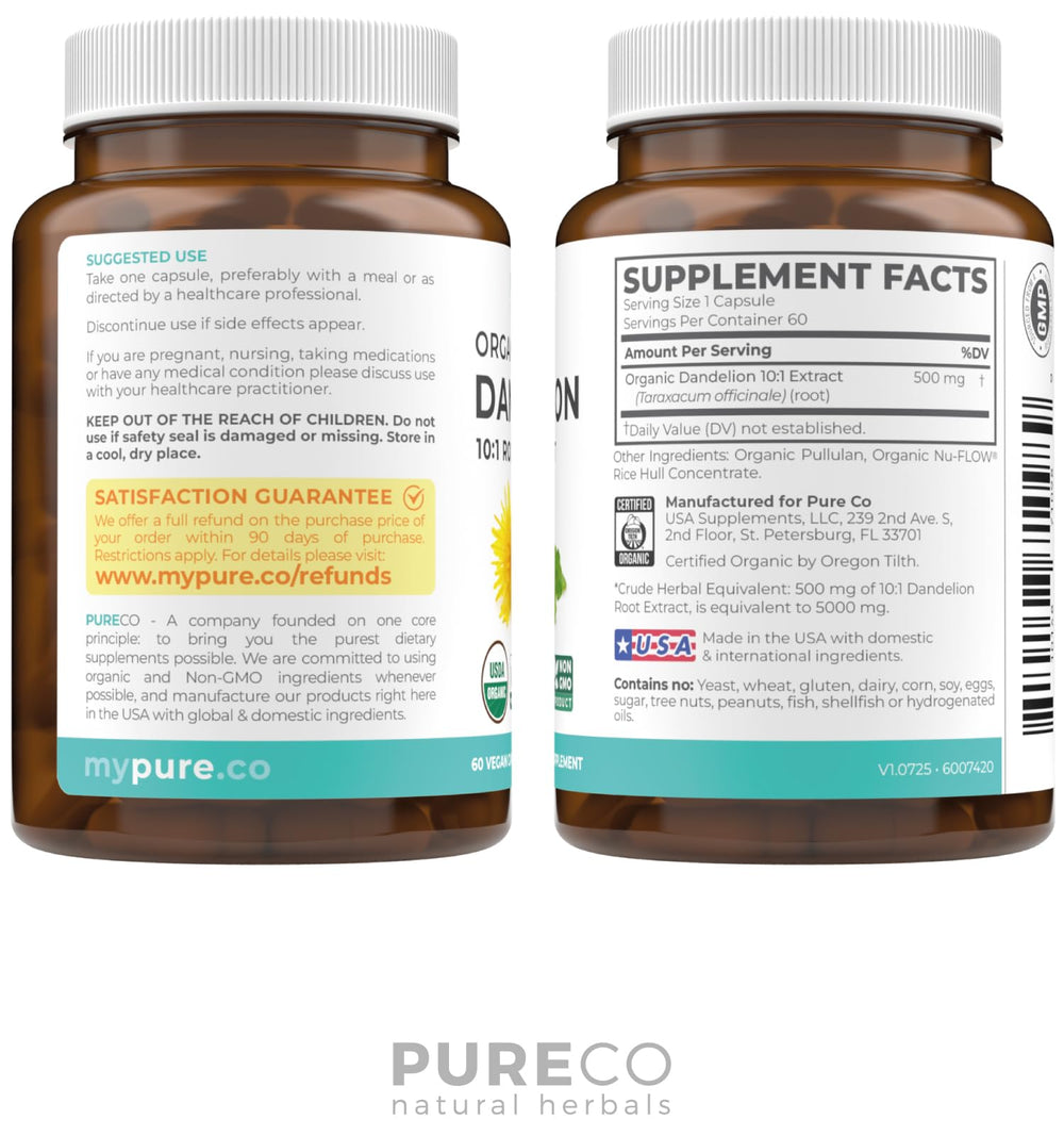 Pure Co dandelion root extract daily-use scene for wellness routine