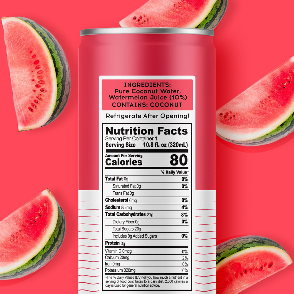 Pure Coconut Water 100 Watermelon 12-pack, convenient for on-the-go hydration.