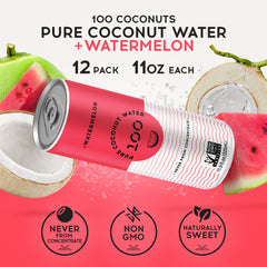 Pure Coconut Water 100 Watermelon pour into glass, cool and inviting.