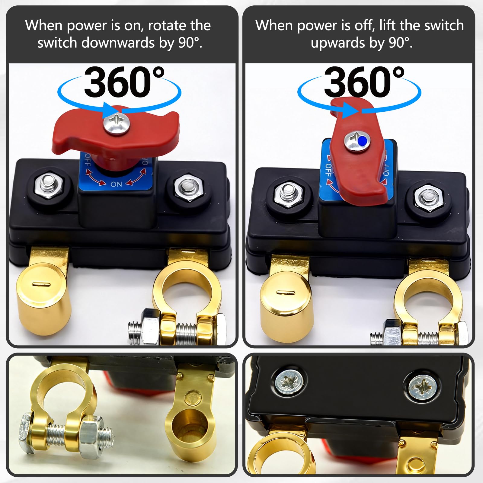 Pure Copper Battery Disconnect Contacts ensure stable connections and reduced loss.