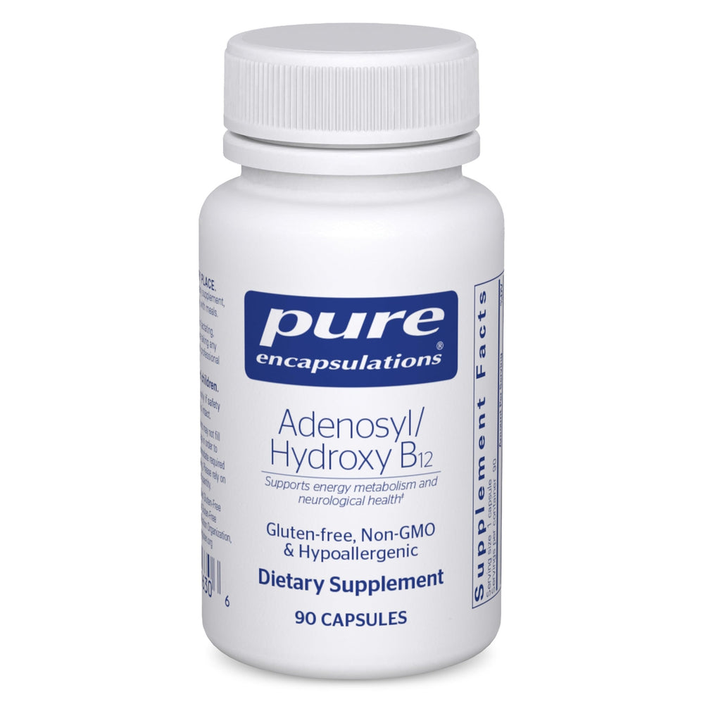 Pure Encapsulations Adenosyl/Hydroxy B12 capsules support energy metabolism and nerve health.