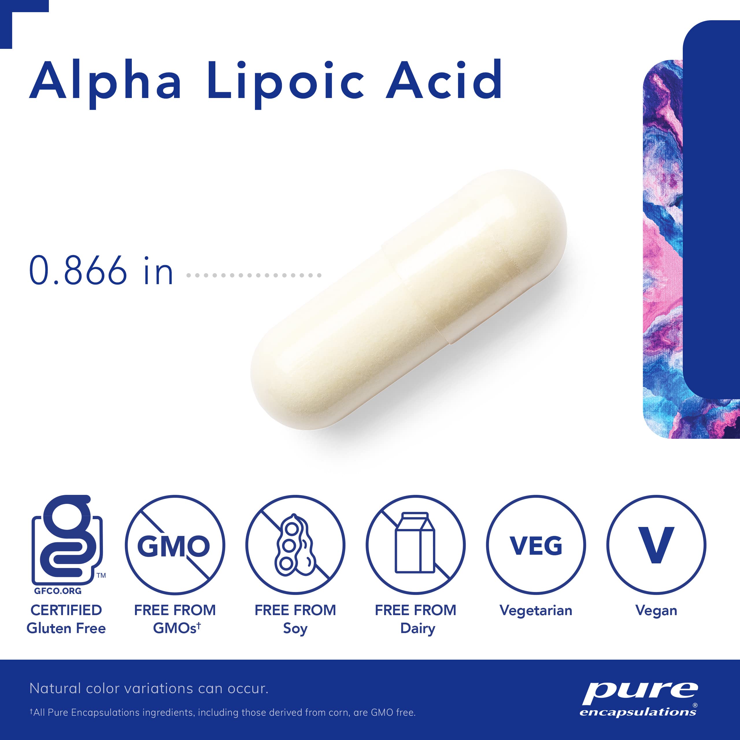 Alpha Lipoic Acid 200 mg label highlights vegan, non-GMO formula.