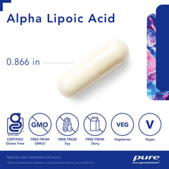 Alpha Lipoic Acid 200 mg label highlights vegan, non-GMO formula.