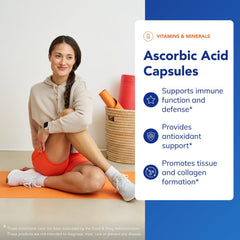 Pure Encapsulations ascorbic acid label emphasizes vegan, non-GMO formulation