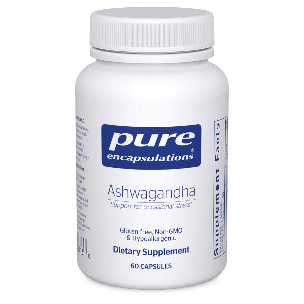 Pure Encapsulations Ashwagandha 500mg bottle supports stress adaptation and metabolism