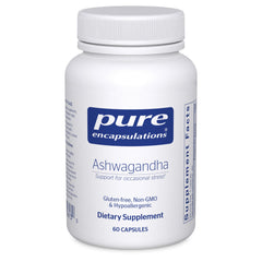 Pure Encapsulations Ashwagandha 500mg bottle supports stress adaptation and metabolism