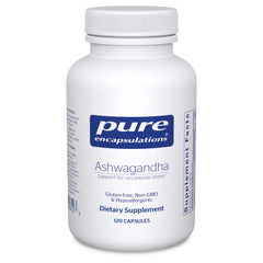 Pure Encapsulations Ashwagandha bottle cap for easy daily stress support.