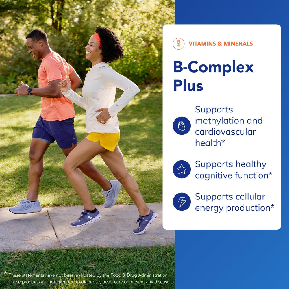 Pure Encapsulations B-Complex Plus label detail featuring Metafolin L-5-MTHF and B12.