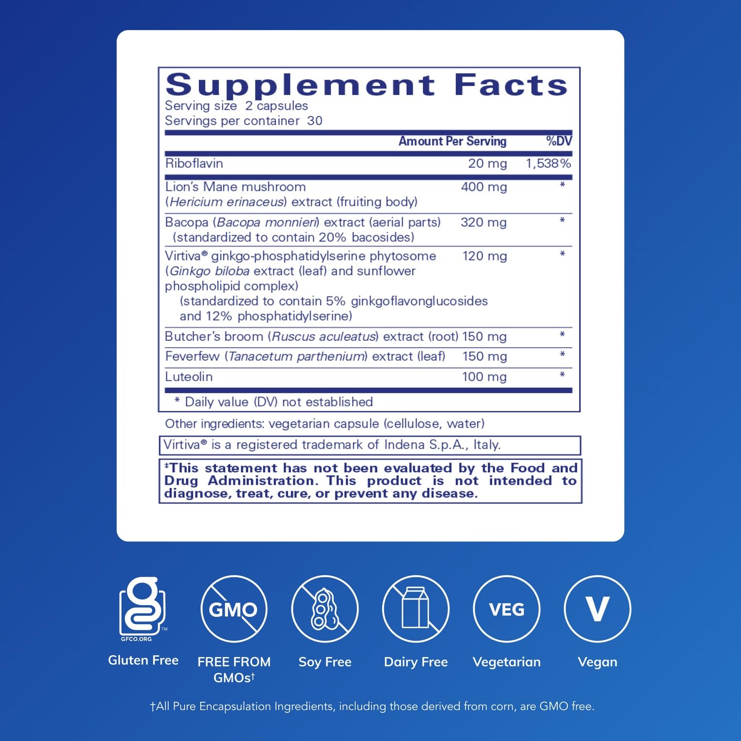 Pure Encapsulations Brain Reset bottle pouring to show easy daily brain support for concentration.