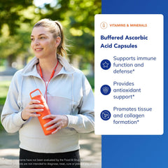 Pure Encapsulations Buffered Ascorbic Acid Capsules closeup highlights neutral pH formula.