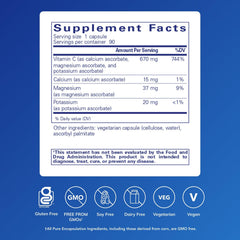 Pure Encapsulations Buffered Ascorbic Acid Capsules pour demonstrates easy dosing for sensitive stomachs.