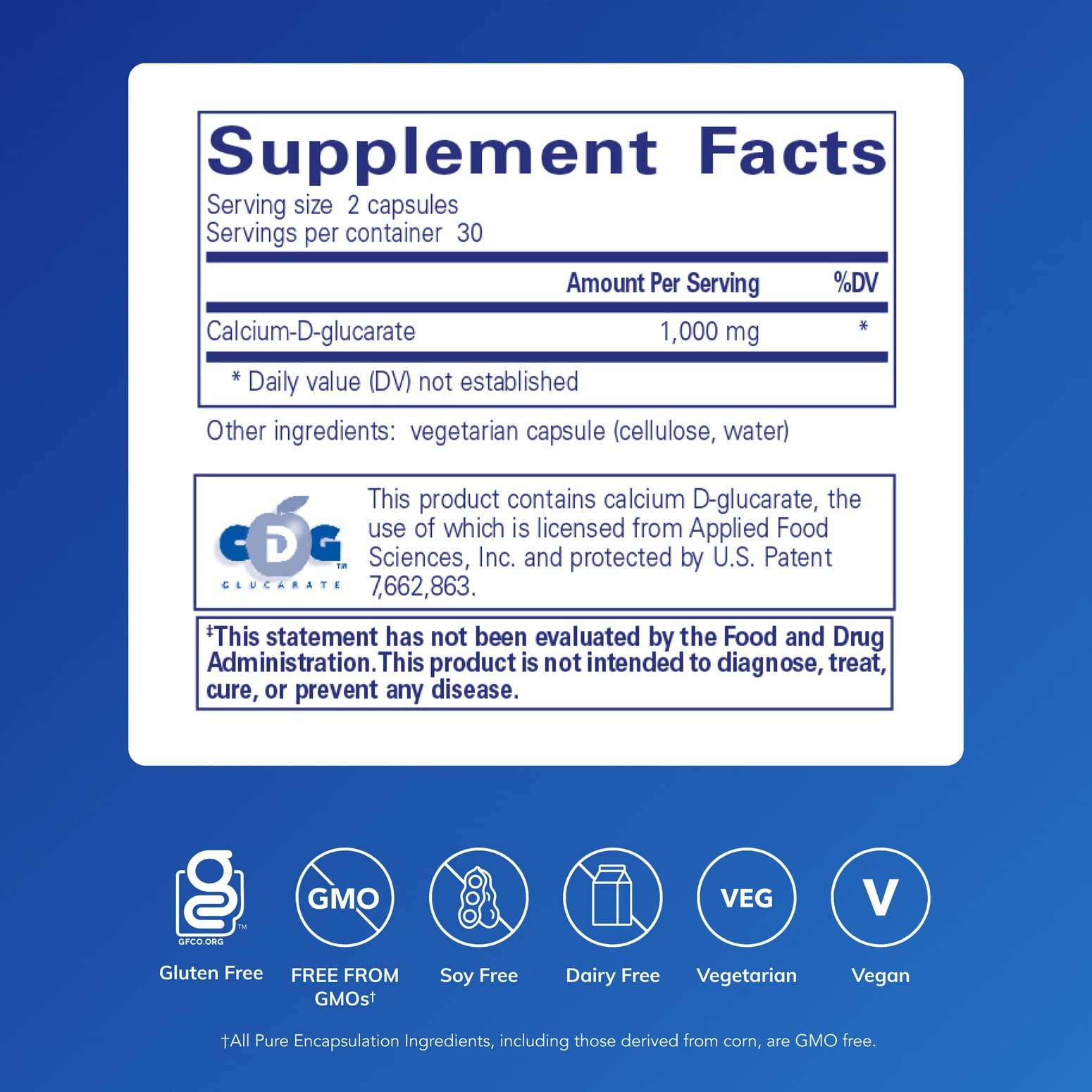 Calcium-D-Glucarate capsules by Pure Encapsulations for cellular health.