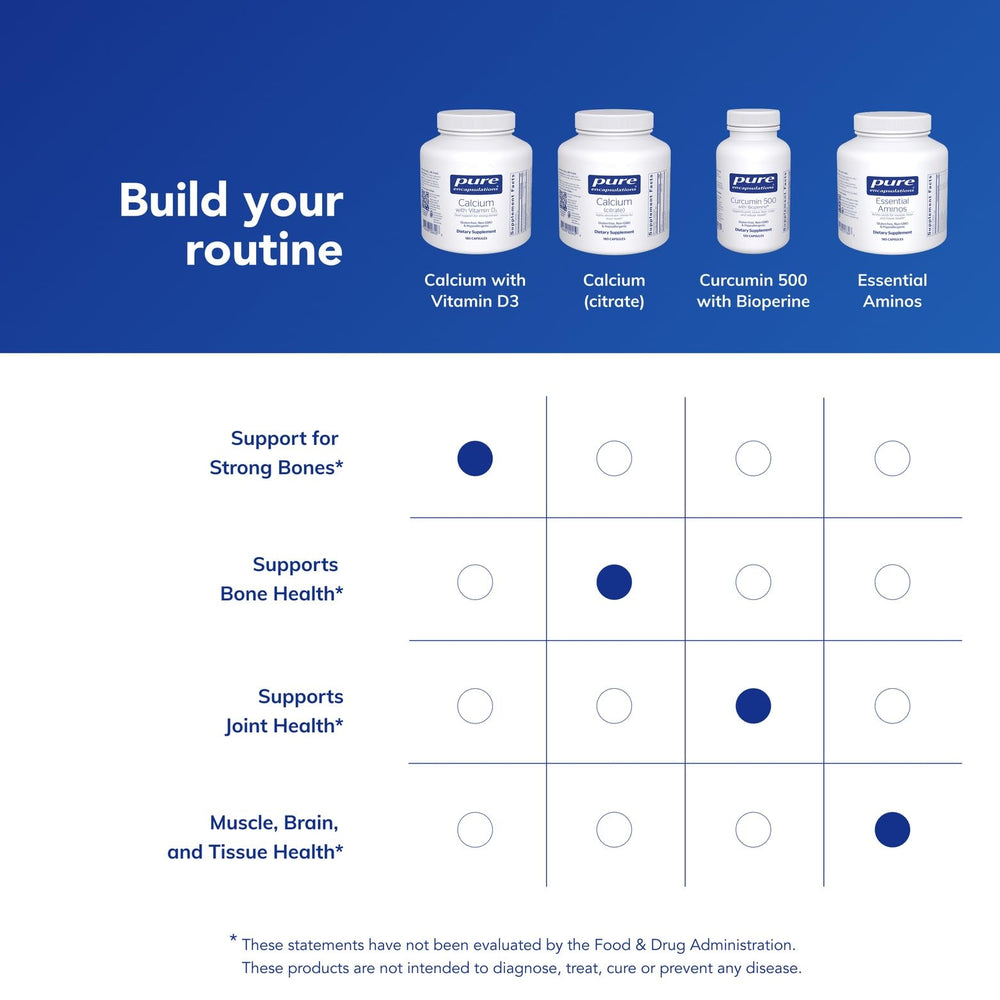 Pure Encapsulations Calcium with Vitamin D3 bottle with detailed label emphasizing purity