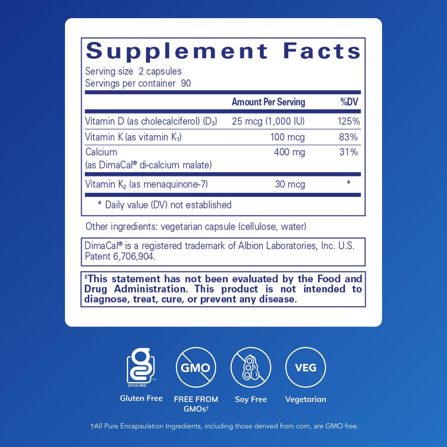 Calcium K/D capsules in blister pack showing convenient daily bone health support.