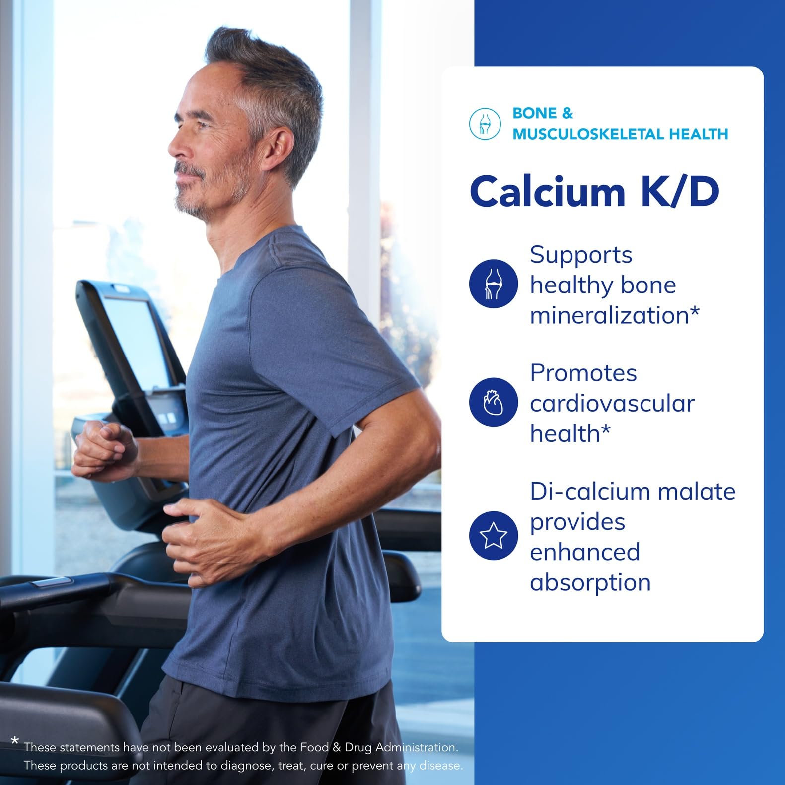 Close-up of Calcium K/D label illustrating vitamin D and K synergy.
