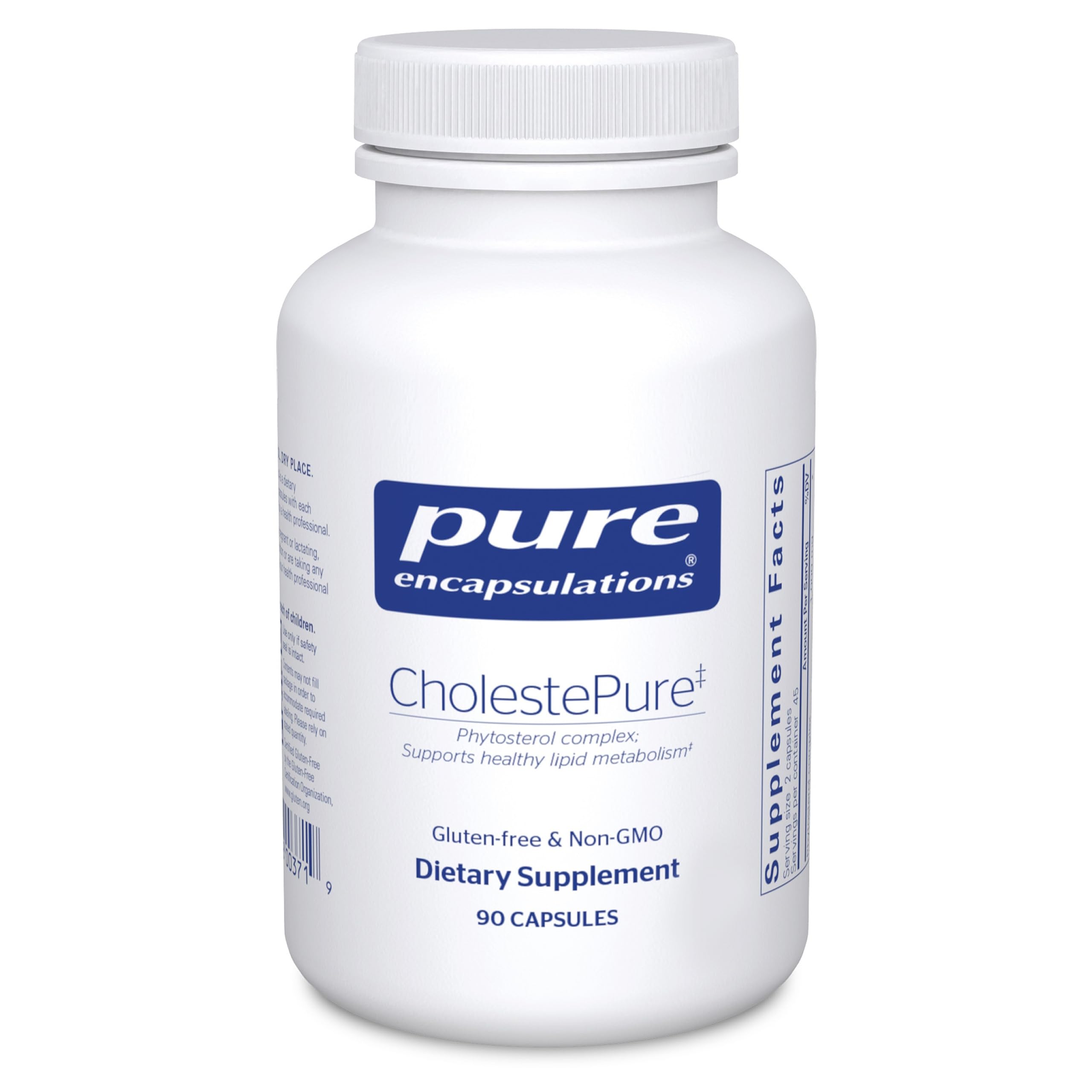 Pure Encapsulations CholestePure bottle-front with phytosterol blend for lipid metabolism support
