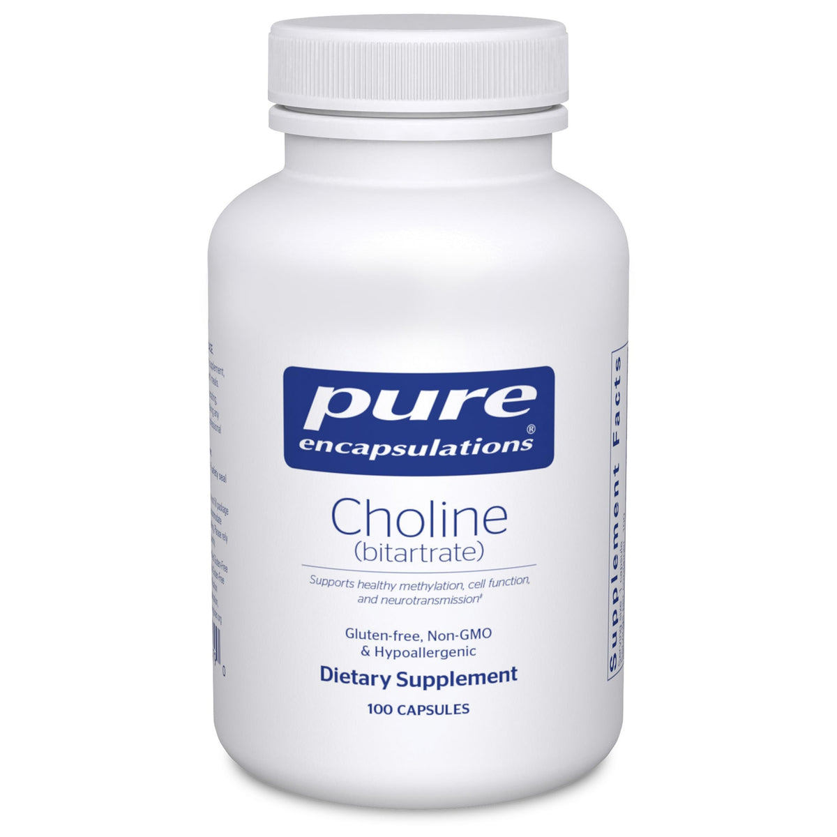 Pure Encapsulations Choline Bitartrate capsules support brain health and daily focus.