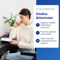 Pure Encapsulations Choline Bitartrate ingredients panel emphasizes 275 mg per capsule.