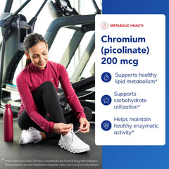 Pure Encapsulations chromium picolinate label highlighting purity and allergen-free formulation.